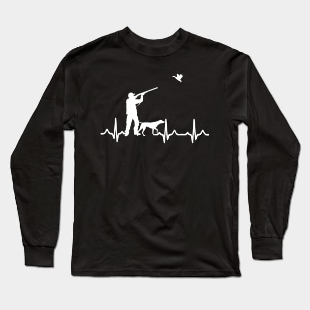 duck hunting heartbeat gift shirt Long Sleeve T-Shirt by Upswipe.de